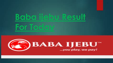 Baba Ijebu Result for Yesterday .